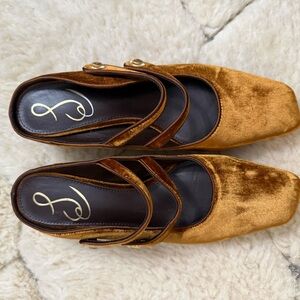 Sam Edelman Velvet Mary Jane Mules in Mustard